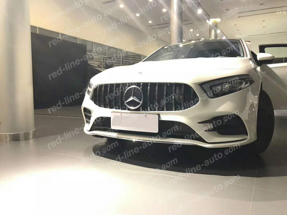 Pre-facelift Mercedes W177 A-Class Hatchback V177 Saloon AMG A35 Black GT Grille, Chrome Panamericana