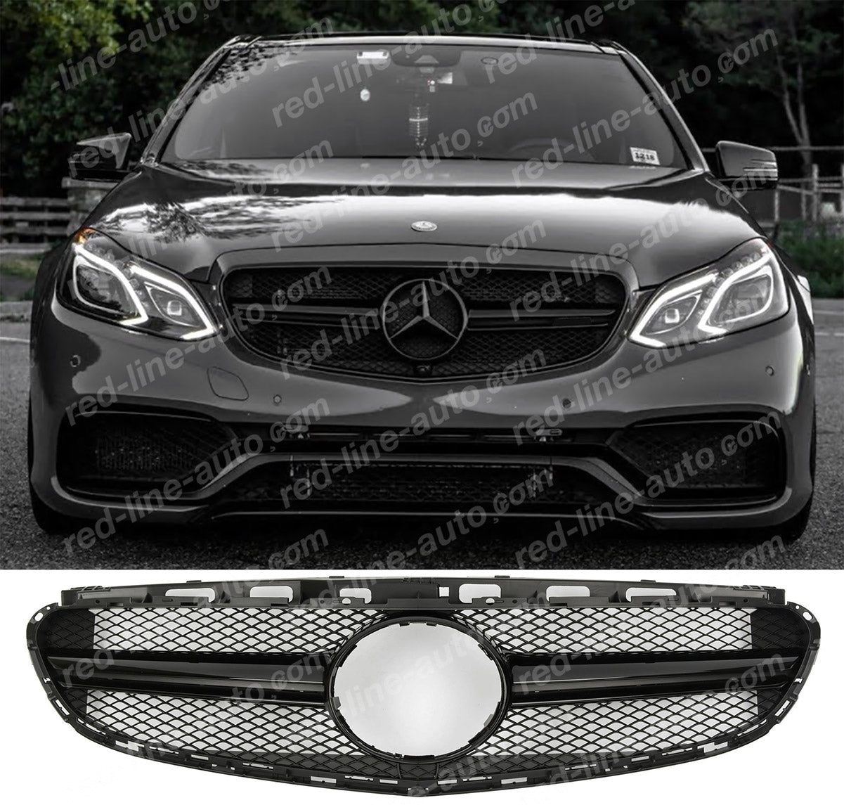 Calandre sport noir chromé pour Mercedes E W212 S212 Facelift 13-16 Calandre sport noir chromé pour Mercedes E W212 S212 Facelift 13-16