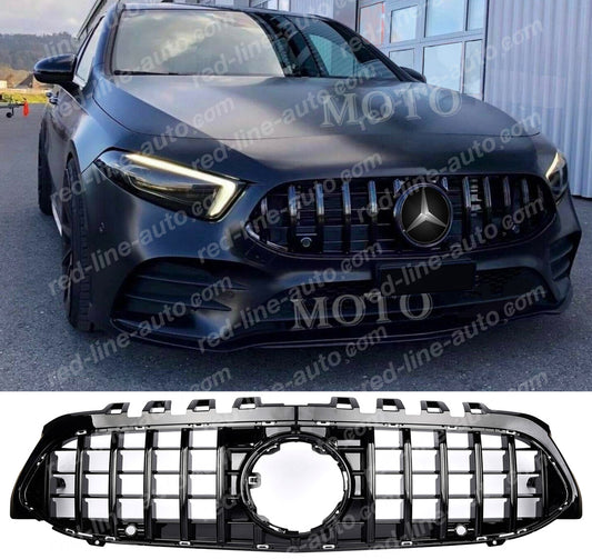 Pre-facelift Mercedes W177 A-Class Hatchback V177 Saloon AMG A35 GT Grille, Full Gloos Black Panamericana