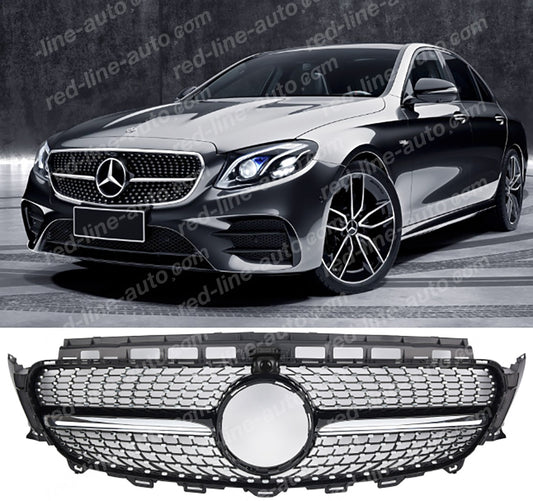Pre-facelift Mercedes W213 E-Class Saloon S213 Estate E43 E53 Black AMG Grille, Chrome Diamond