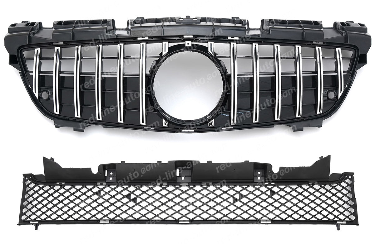 Mercedes R172 SLK Roadster Black SLK55 AMG GT Front Grille, Chrome Panamericana Slat