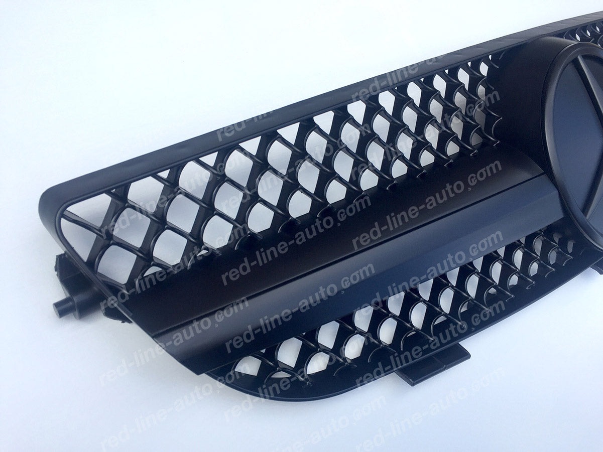 Mercedes W209 CLK Coupe C209 Convertible A209 AMG Grille, Full Matte Black Singe-louvre