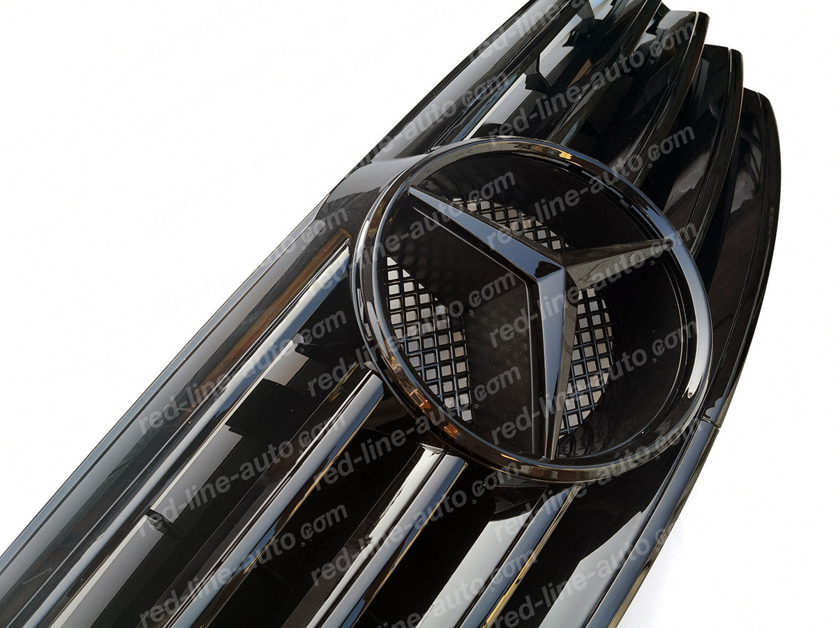 Pre-facelift Mercedes W211 E-Class Saloon S211 Estate AMG Sport Grille with Star, Full Gloss Black