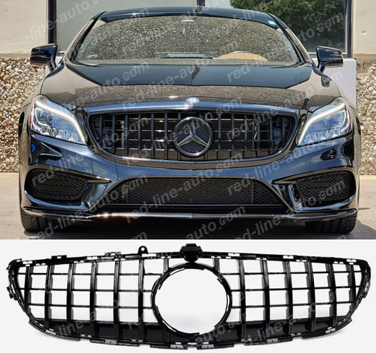 Facelift Mercedes W218 CLS Coupe C218 Shooting Brake X218 AMG GT Grille, Full Gloss Black Panamericana