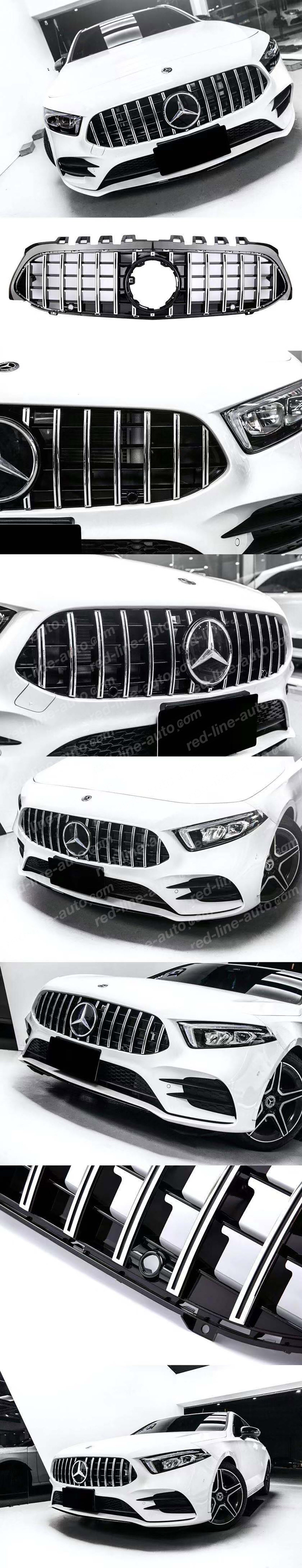Pre-facelift Mercedes W177 A-Class Hatchback V177 Saloon AMG A35 Black GT Grille, Chrome Panamericana