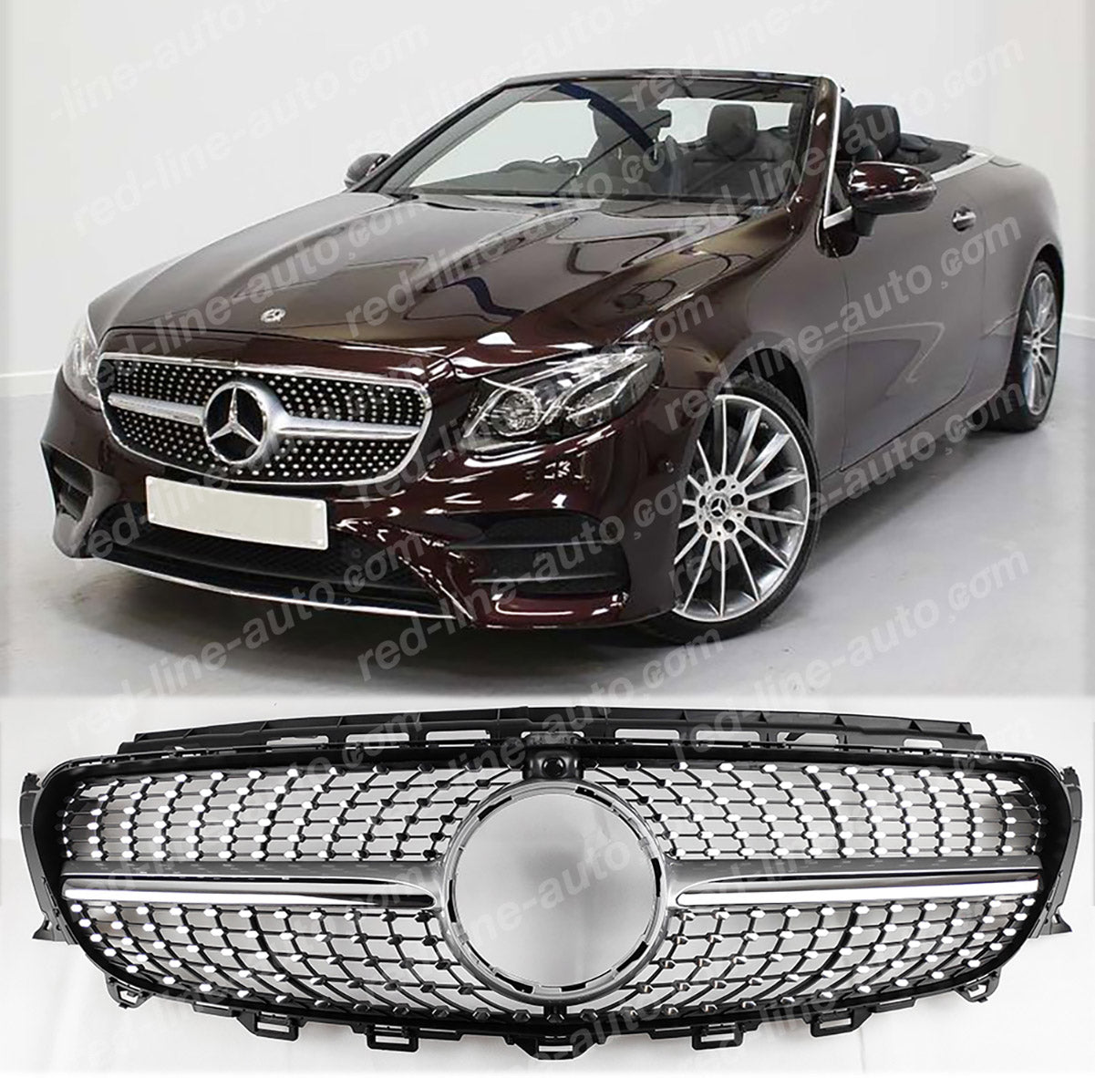 Pre-facelift Mercedes C238 E-Class Coupe A238 Cabriolet E43 E53 Silver AMG Grille, Chrome Diamond