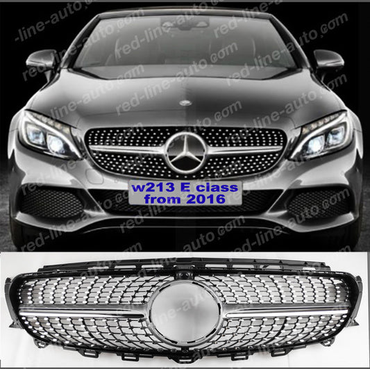 Pre-facelift Mercedes W213 E-Class Saloon S213 Estate E43 E53 AMG Diamond Grille, Iridium Silver