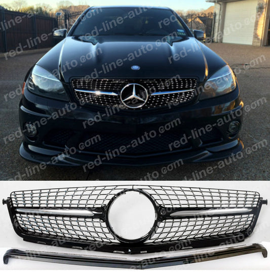 Pre-facelift AMG C63 S W204 Saloon S204 Estate Diamond Front Grille, Gloss Black