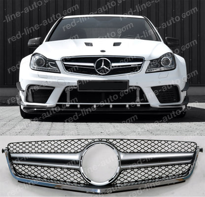 Facelift AMG C63 S W204 Saloon A204 Coupe S204 Estate Single-fin Grille, Matte Chrome