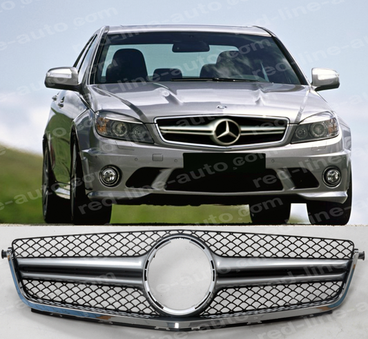 Pre-facelift AMG C63 S W204 Saloon S204 Estate Single-fin Front Grille, Matte Chrome