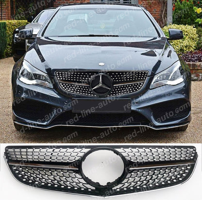 Facelift Mercedes W207 E-Class Coupe C207 Convertible A207 Black AMG Front Grille, Chrome Diamond