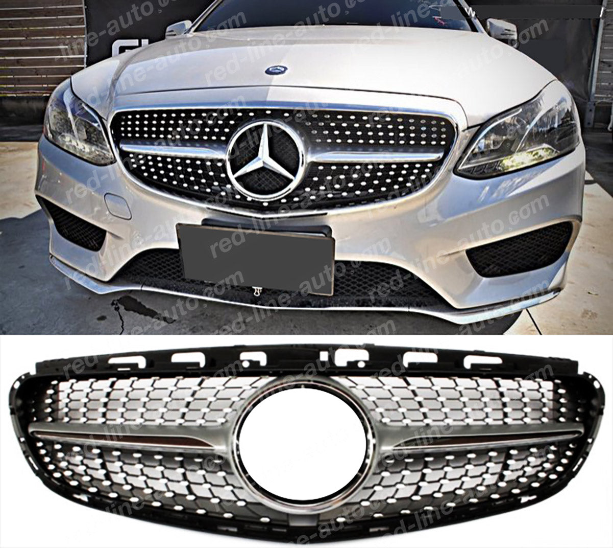 Facelift Mercedes W212 E-Class Saloon S212 Estate AMG Diamond Front Grille, Iridium Silver