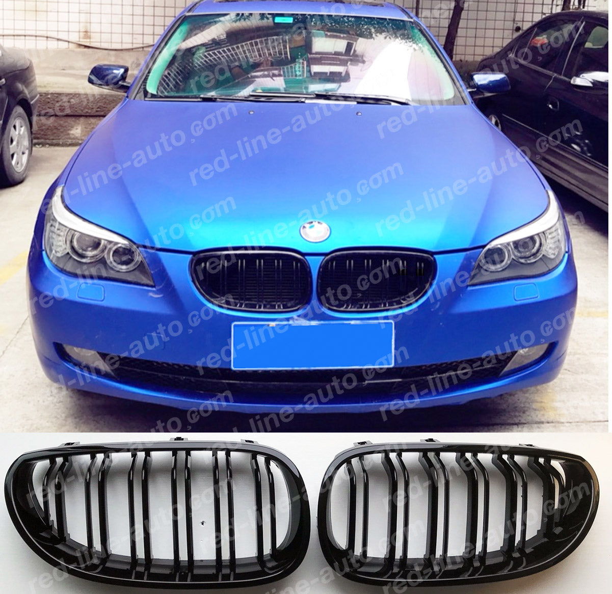 BMW 5 Series E60 Saloon E61 Estate Twin-Bar Grille, M-Performance Full Gloss Black