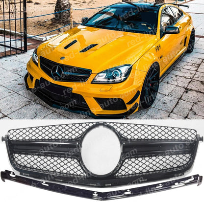 Pre-facelift AMG C63 S W204 Saloon S204 Estate Single-fin Grille, Full Gloss Black