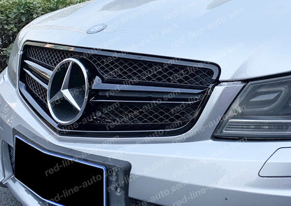 Pre-facelift AMG C63 S W204 Saloon S204 Estate Single-fin Grille, Full Gloss Black