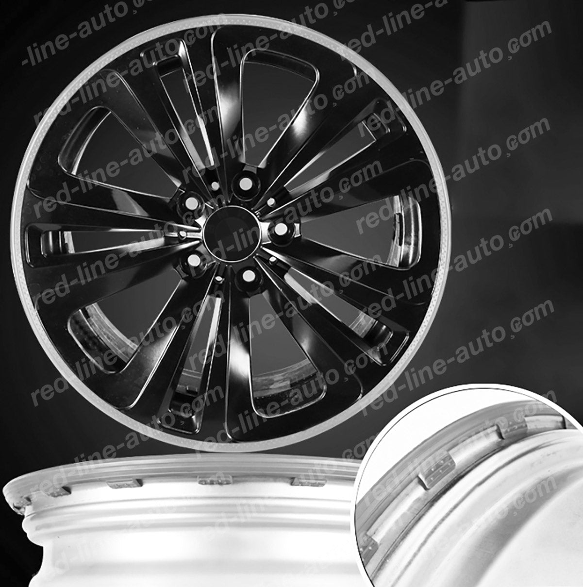 17" inch Black 4 Alloy Wheel Protectors ROBUST Rim Guard Clip - in and Lock non - adhesive - red - line - auto