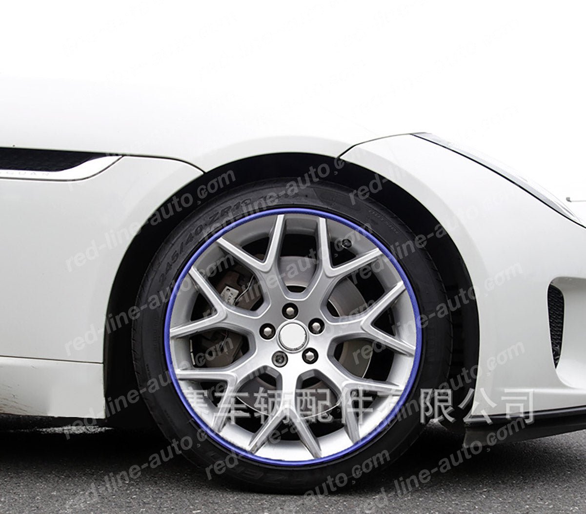 17" inch Blue 4 Alloy Wheel Protectors ROBUST Rim Guard Clip - in and Lock non - adhesive - red - line - auto