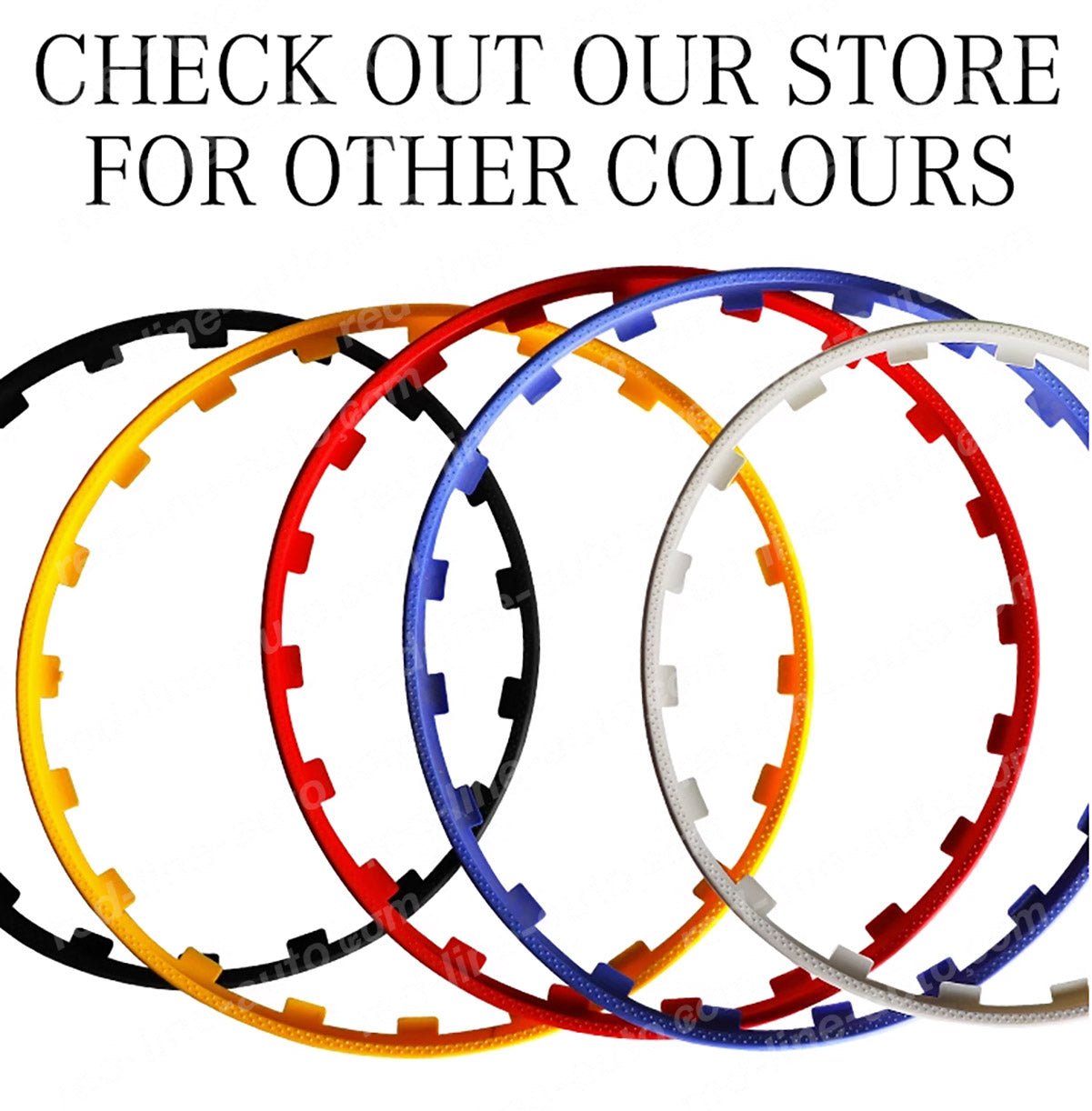 17" inch Blue 4 Alloy Wheel Protectors ROBUST Rim Guard Clip - in and Lock non - adhesive - red - line - auto