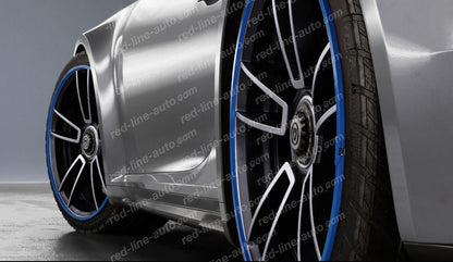 17" inch Blue 4 Alloy Wheel Protectors ROBUST Rim Guard Clip - in and Lock non - adhesive - red - line - auto