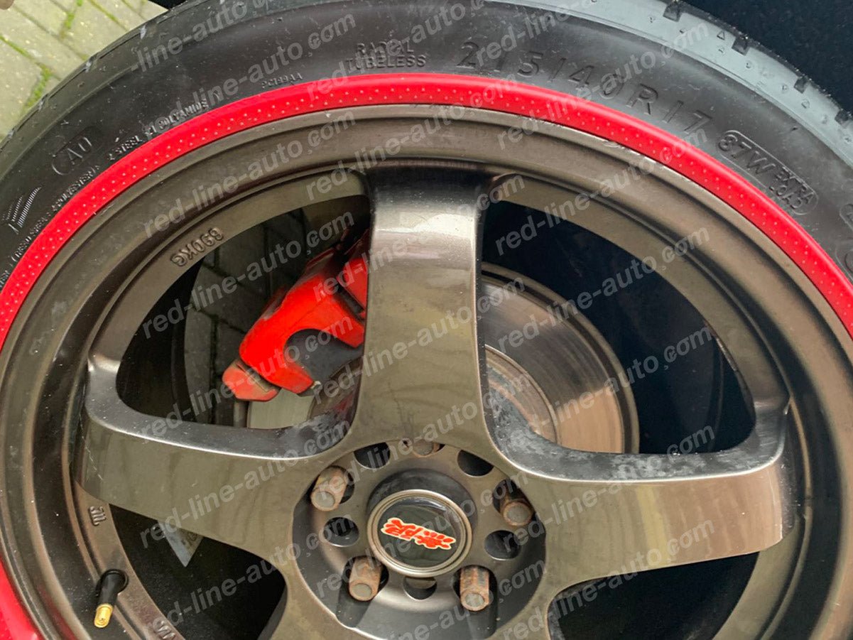 17" inch Red 4 Alloy Wheel Protectors ROBUST Rim Guard Clip - in and Lock non - adhesive - red - line - auto