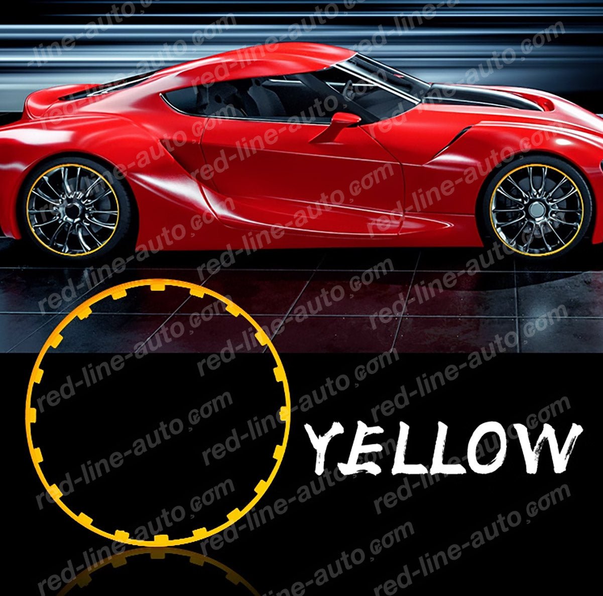 17" inch Yellow 4 Alloy Wheel Protectors ROBUST Rim Guard Clip - in and Lock non - adhesive - red - line - auto