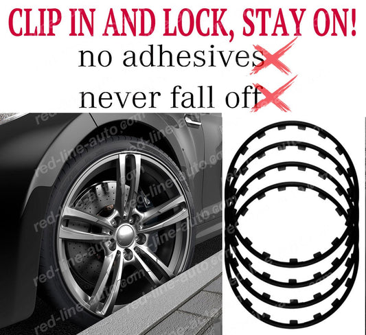 18" inch Black 4 Alloy Wheel Protectors ROBUST Rim Guard Clip - in and Lock non - adhesive - red - line - auto