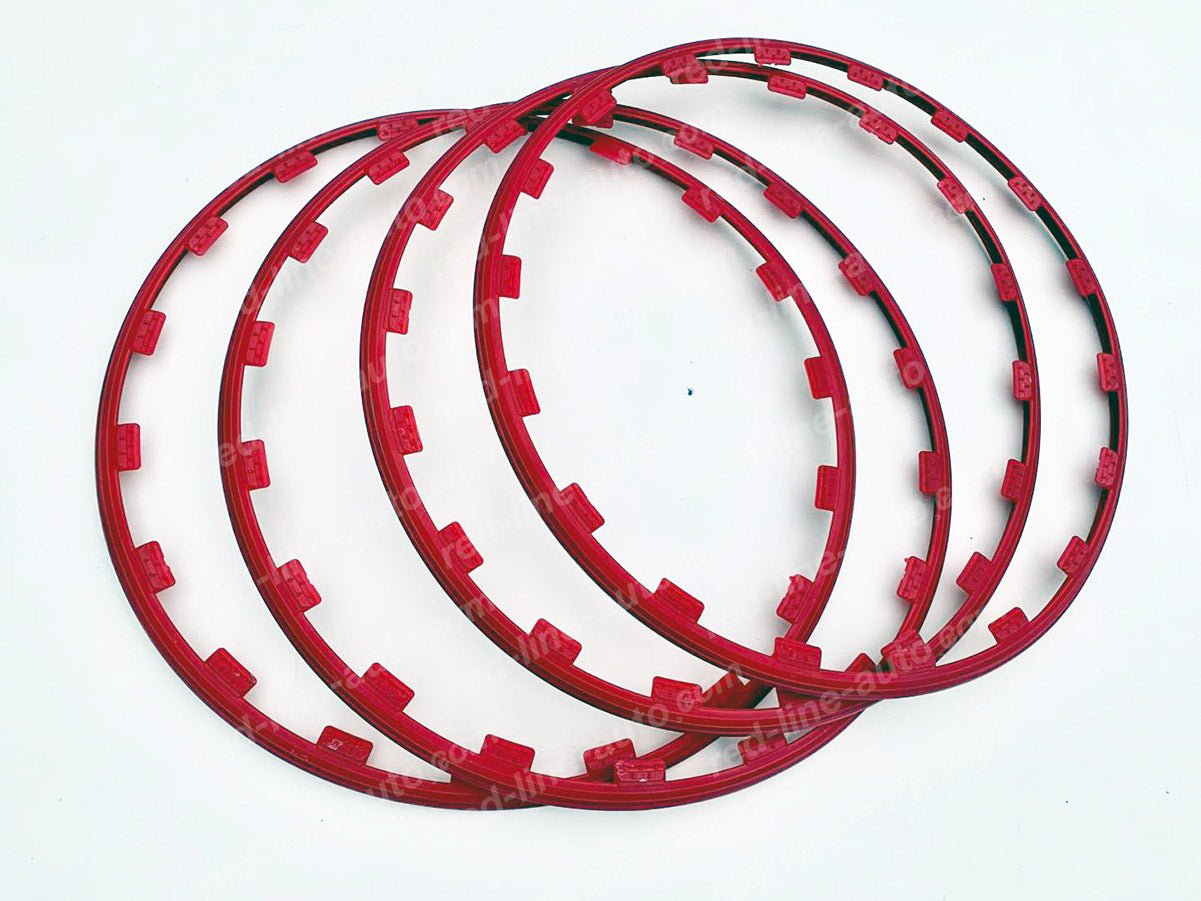 18" inch Red 4 Alloy Wheel Protectors ROBUST Rim Guard Clip - in and Lock non - adhesive - red - line - auto