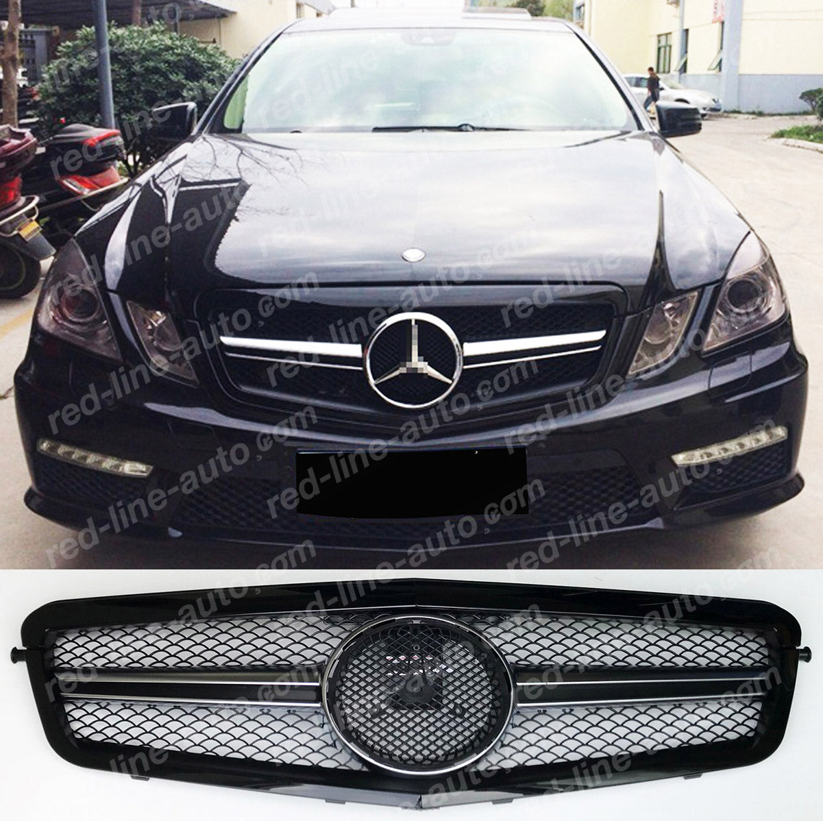 Pre-facelift Mercedes W212 E-Class Saloon S212 Estate AMG Grille +Star, Gloss Black Single-bar