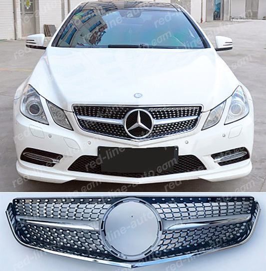 Pre-facelift Mercedes W207 E-Class Coupe C207 Convertible A207 AMG Diamond Front Grille, Iridium Silver