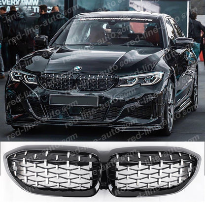 Pre-Facelift BMW 3 Series G20 Saloon G21 Estate M-Power Black Front Grille, Chrome Diamond