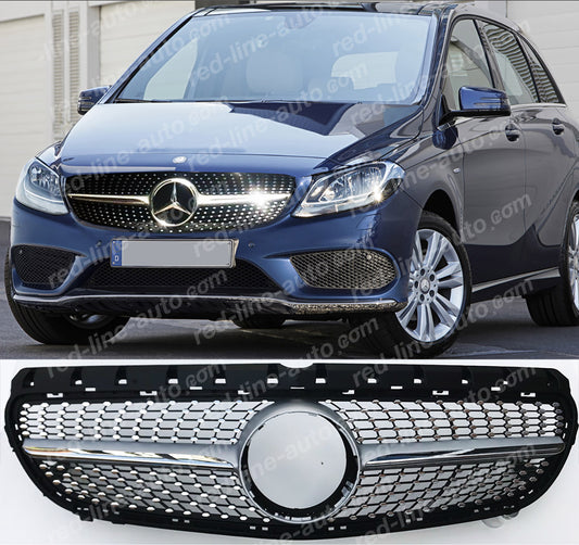 Facelift Mercedes W246 B-Class Hatchback MPV Iridium Silver AMG Grille, Chrome Diamond