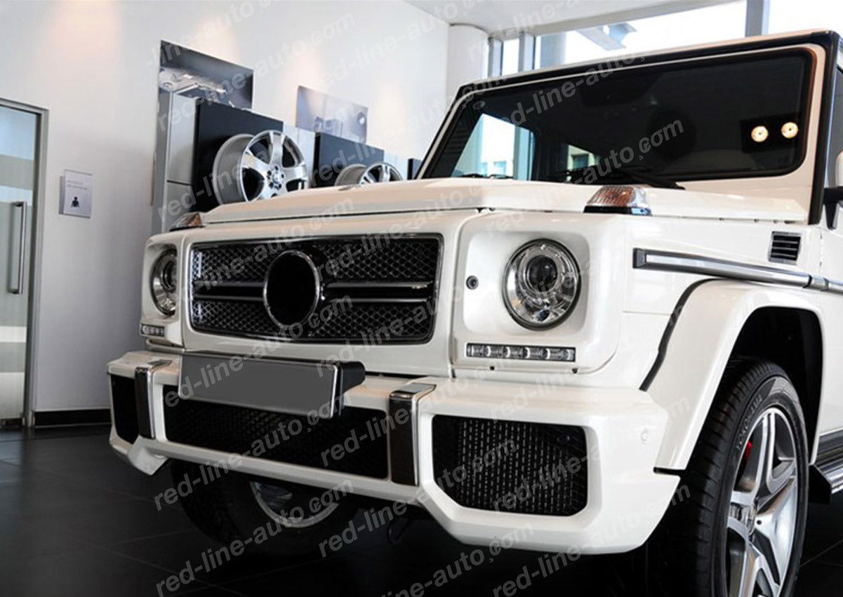 1990-18 Mercedes W463 G-Class SUV AMG G63 Obsidian Black Single-fin Front Grille, Chrome Rim