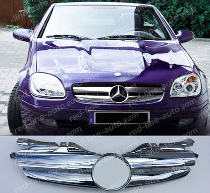 Mercedes R170 SLK Roadster AMG Sport Front Grille, Horizontal fins Full Chrome