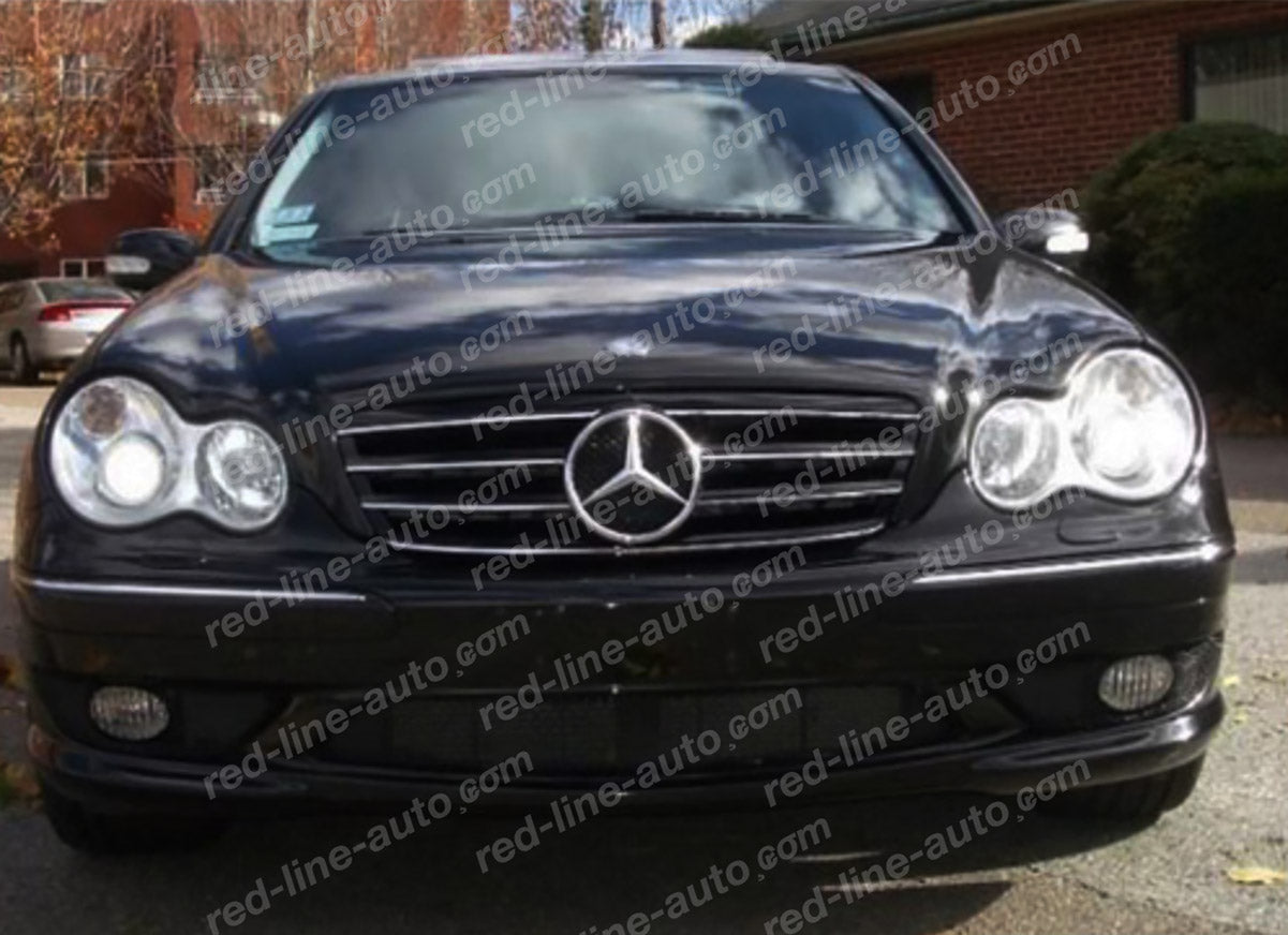 Mercedes W203 C-Class Saloon S203 Estate AMG Sport Black Grille with Star, Chrome Blades