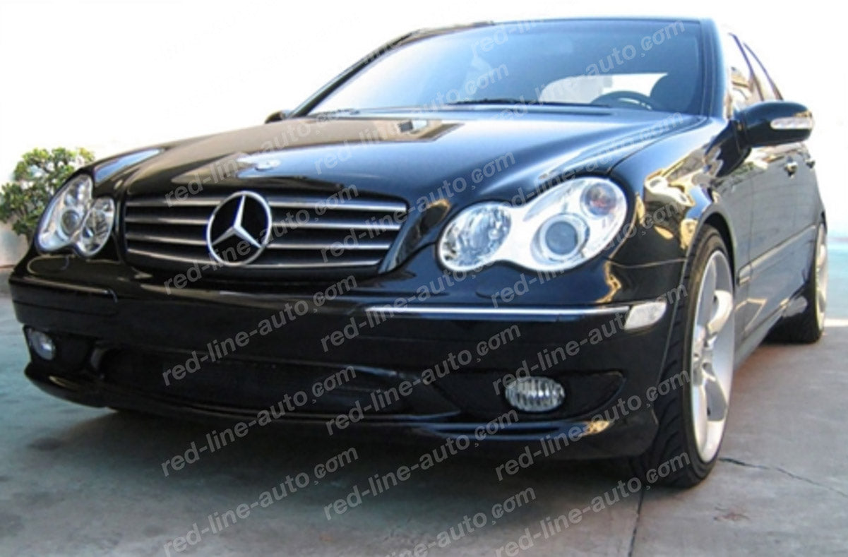 Mercedes W203 C-Class Saloon S203 Estate AMG Sport Black Grille with Star, Chrome Blades