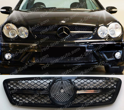 Mercedes W203 C-Class Saloon S203 Estate AMG C55 Single-bar Front Grille, Full Gloss Black