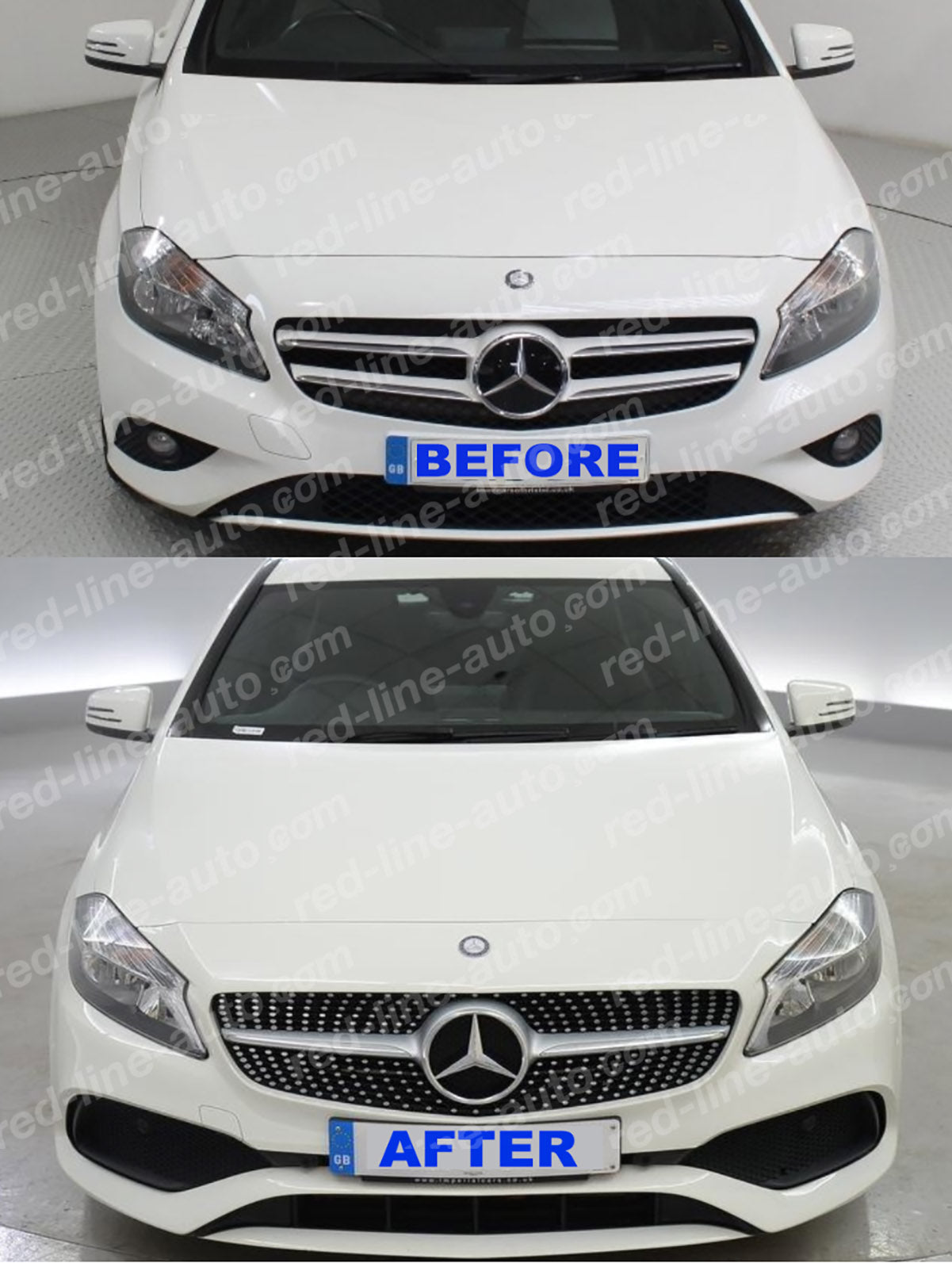 Pre-facelift Mercedes W176 A-Class Hatchback AMG A45 Diamond Front Grille, Iridium Silver