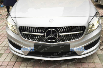 Pre-facelift Mercedes W176 A-Class Hatchback AMG Black A45 Front Grille, Chrome Diamond