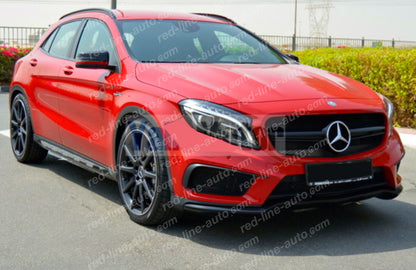 Pre-facelift Mercedes X156 GLA-Class SUV AMG GLA45 Single-bar Front Grille, Full Gloss Black