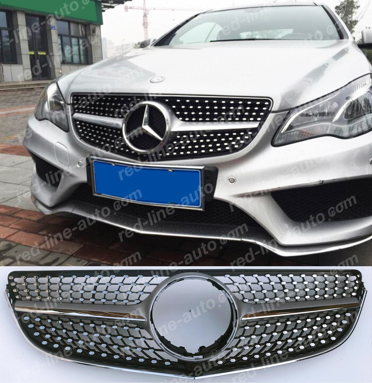 Facelift Mercedes W207 E-Class Coupe C207 Convertible A207 AMG Diamond Front Grille, Iridium Silver