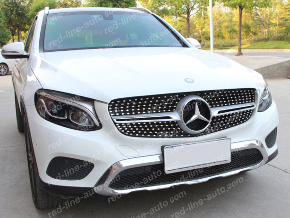 Pre-facelift Mercedes X253 GLC SUV C253 Coupe GLC43 Iridium Silver AMG Grille, Chrome Diamond