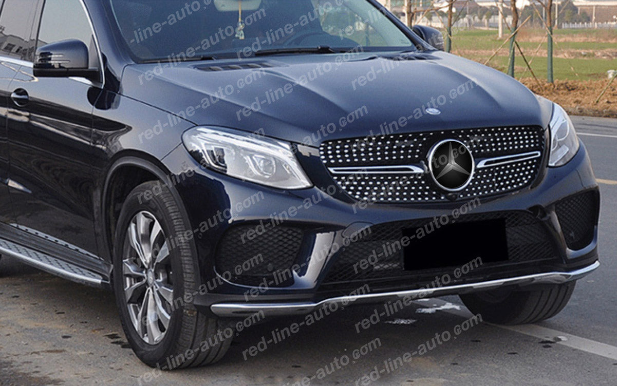 2015+ Mercedes W166 GLE SUV Chrome AMG GLE43 Front Grille, Diamond Black Night Edition