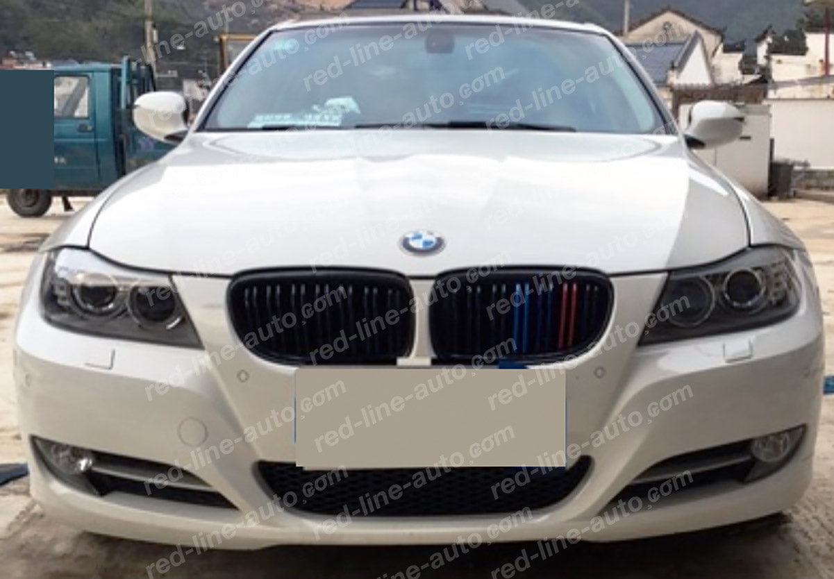 Facelift BMW 3 Series E90 Saloon E91 Estate Dual-Slat Grille, Black With M-Power Tri-Colours