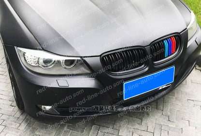 Facelift BMW 3 Series E90 Saloon E91 Estate Dual-Slat Grille, Black With M-Power Tri-Colours