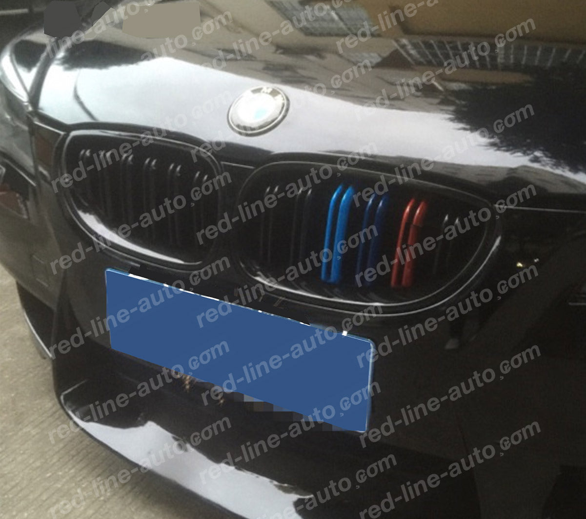 BMW 5 Series E60 Saloon E61 Estate Dual-Slat Grille, Gloss Black with M-Power Tri-Colours