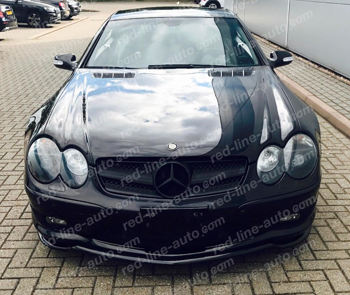 2006+ Facelift Mercedes R230 SL-Class Roadster AMG Grille, Full Matte Black Singe-louvre