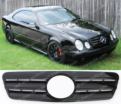 Mercedes W208 CLK Coupe C208 Convertible A208 AMG Sport Grille with Star, Full Gloss Black