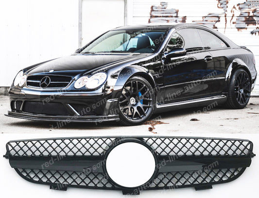 Mercedes W209 CLK Coupe C209 Convertible A209 AMG Grille, Full Gloss Black Singe-fin