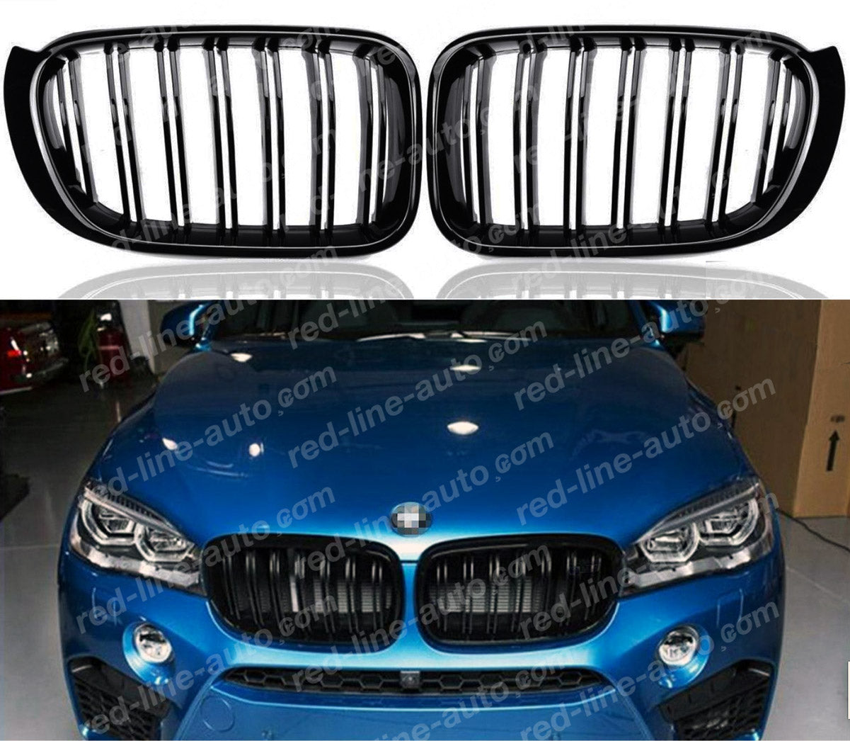 Facelift BMW F25 X3 SUV X4 Coupe M-Performance Front Grille, Full Gloss Black Double-Bar