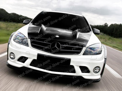 Mercedes W204 Saloon S204 Estate A204 Coupe Full Gloss Black Grille with Star, AMG C63 Blades